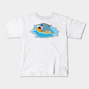 Dolphin at Surfing with Surfboard Kids T-Shirt